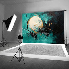 Lofaris Modern Abstract Textured Photography Backdrop with Teal Black and Gold Paint Splatters Artistic Circle Design