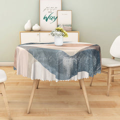 Lofaris Modern Abstract Wave Round Tablecloth in Beige Brown and Gray for Neutral Earthy Decor