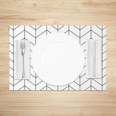 Lofaris Modern Abstract White and Black Lines Set of 4 Placemats for Minimalist Contemporary Kitchen Decor