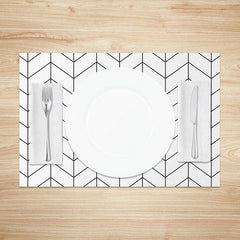 Lofaris Modern Abstract White and Black Lines Set of 4 Placemats for Minimalist Contemporary Kitchen Decor