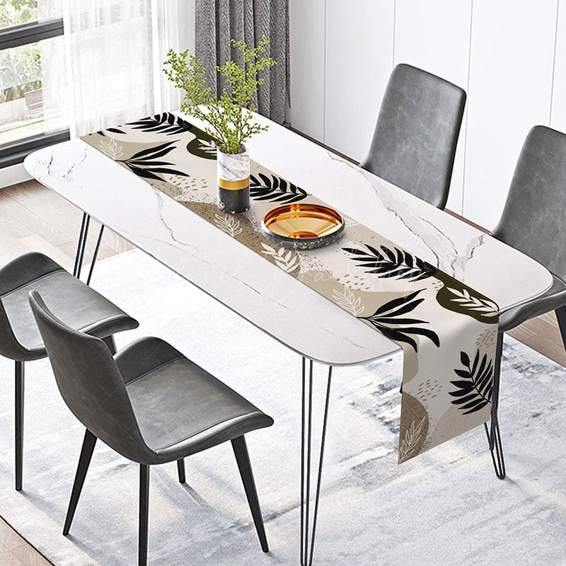 Lofaris Modern and Simple Leaf Pattern Table Runner Minimalist Botanical Greenery Fresh Farmhouse Kitchen Decor