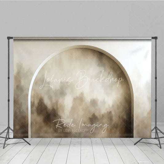 Lofaris Modern Arched Abstract Photography Backdrop Neutral Beige Cream Textured Design for Elegant Studio Portraits