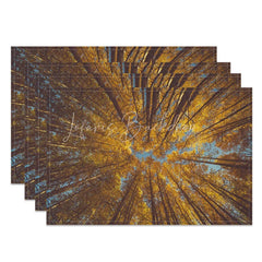 Lofaris Modern Autumn Yellow Tree Pattern Set of 4 Placemats for Fall Season and Thanksgiving Dining Decor