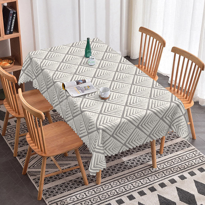 Lofaris Modern Beige Embossed Pattern Rectangle Tablecloth