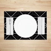 Lofaris Modern Black Abstract Geometric Set of 4 Placemats for Contemporary and Minimalist Dining Table Decor