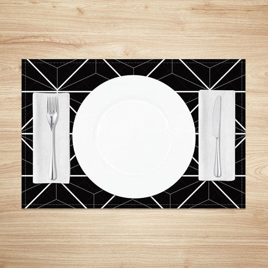 Lofaris Modern Black Abstract Geometric Set of 4 Placemats for Contemporary and Minimalist Dining Table Decor