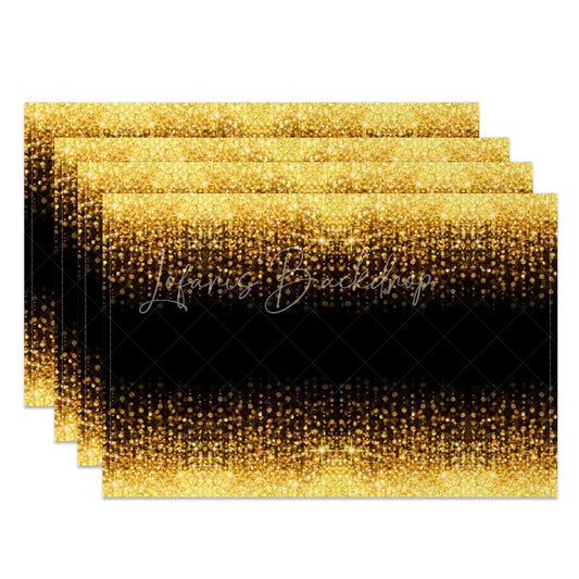 Lofaris Modern Black and Gold Glitter Pattern Set of 4 Placemats for Elegant Luxury Holiday Dining Decor