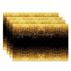 Lofaris Modern Black and Gold Glitter Pattern Set of 4 Placemats for Elegant Luxury Holiday Dining Decor