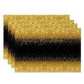 Lofaris Modern Black and Gold Glitter Set of 4 Placemats for Elegant New Year’s Eve Holiday Parties