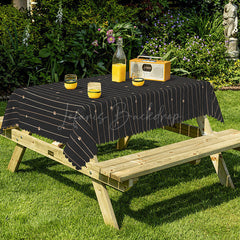 Lofaris Modern Black And Gold Stripes Decor Rectangle Tablecloth