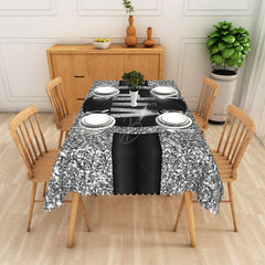 Lofaris Modern Black and Silver Glitter Tablecloth Elegant Sparkle Decor for New Year’s Eve Wedding or Party