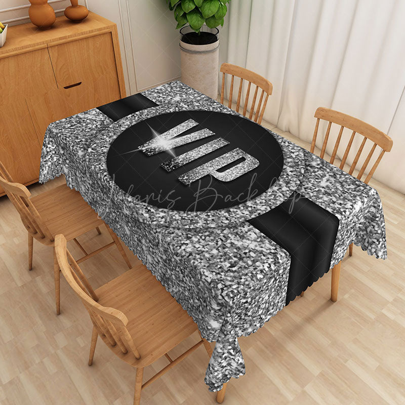 Lofaris Modern Black and Silver Glitter Tablecloth Elegant Sparkle Decor for New Year’s Eve Wedding or Party