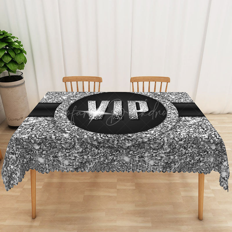 Lofaris Modern Black and Silver Glitter Tablecloth Elegant Sparkle Decor for New Year’s Eve Wedding or Party