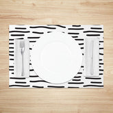 Lofaris Modern Black and White Abstract Lines Set of 4 Placemats for Contemporary Minimalist Dining Decor