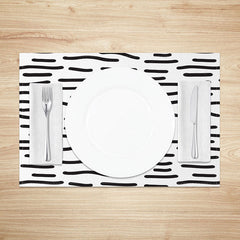 Lofaris Modern Black and White Abstract Lines Set of 4 Placemats for Contemporary Minimalist Dining Decor