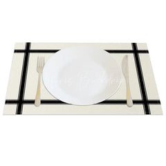 Lofaris Modern Black and White Cross Stripe Set of 4 Placemats for Geometric Minimalist Kitchen Decor