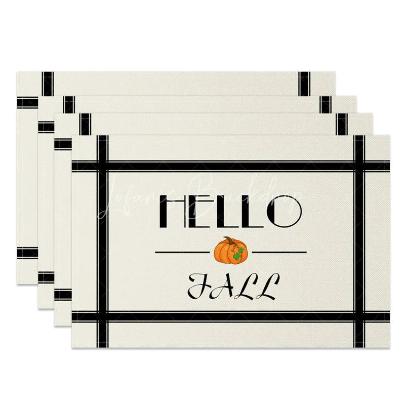 Lofaris Modern Black and White Cross Stripe Set of 4 Placemats for Geometric Minimalist Kitchen Decor