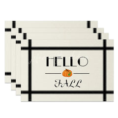 Lofaris Modern Black and White Cross Stripe Set of 4 Placemats for Geometric Minimalist Kitchen Decor