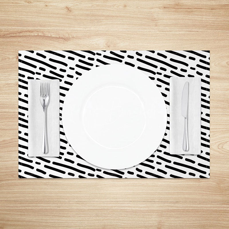 Lofaris Modern Black and White Polka Dot Set of 4 Placemats for Contemporary Fun Kitchen Dining Table Decor