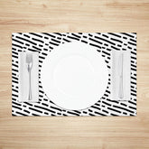Lofaris Modern Black and White Polka Dot Set of 4 Placemats for Contemporary Fun Kitchen Dining Table Decor