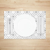 Lofaris Modern Black and White Square Lines Set of 4 Placemats Geometric Grid Pattern for Contemporary Decor