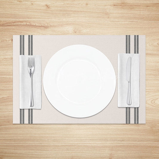 Lofaris Modern Black and White Stripe Set of 4 Placemats Minimalist Washable Table Mats for Kitchen Dining Decor