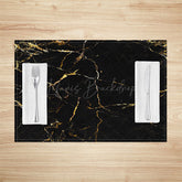 Lofaris Modern Black Gold Marbled Pattern Set Of 4 Placemats