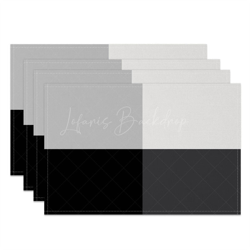 Lofaris Modern Black Grey Cross Grid Set of 4 Placemats