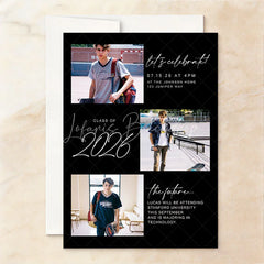 Lofaris Modern Black Set of 20 Custom Personalized Graduation Photo Collage Invitation Class 2026 Future Party