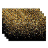 Lofaris Modern Black Set of 4 Placemats with Shining Gold Fragments for Elegant and Luxury Party Decor