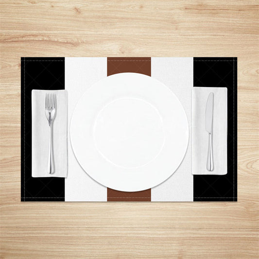 Lofaris Modern Black White Brown Stripe Set of 4 Placemats