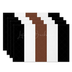 Lofaris Modern Black White Brown Stripe Set of 4 Placemats
