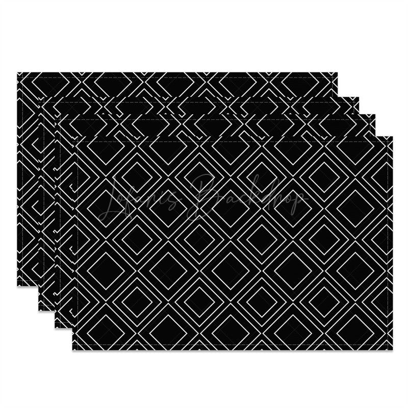 Lofaris Modern Black White Geometric Print Set of 4 Placemats