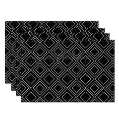 Lofaris Modern Black White Geometric Print Set of 4 Placemats