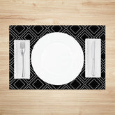 Lofaris Modern Black White Geometric Print Set of 4 Placemats