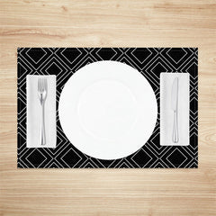 Lofaris Modern Black White Geometric Print Set of 4 Placemats