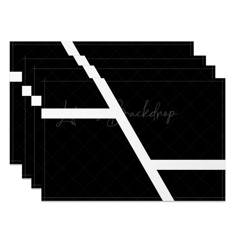 Lofaris Modern Black White Spliced Pattern Set Of 4 Placemats