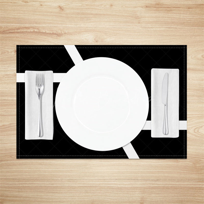 Lofaris Modern Black White Spliced Pattern Set Of 4 Placemats