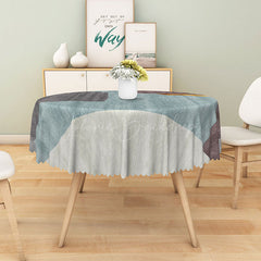 Lofaris Modern Blue and Beige Patchwork Round Tablecloth for Coastal Contemporary Kitchen Decor
