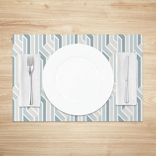 Lofaris Modern Blue and Pink Abstract Geometric Set of 4 Placemats for Contemporary Colorful Kitchen Decor