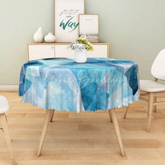 Lofaris Modern Blue Geometric Ocean Pattern Round Tablecloth for Coastal and Abstract Contemporary Decor
