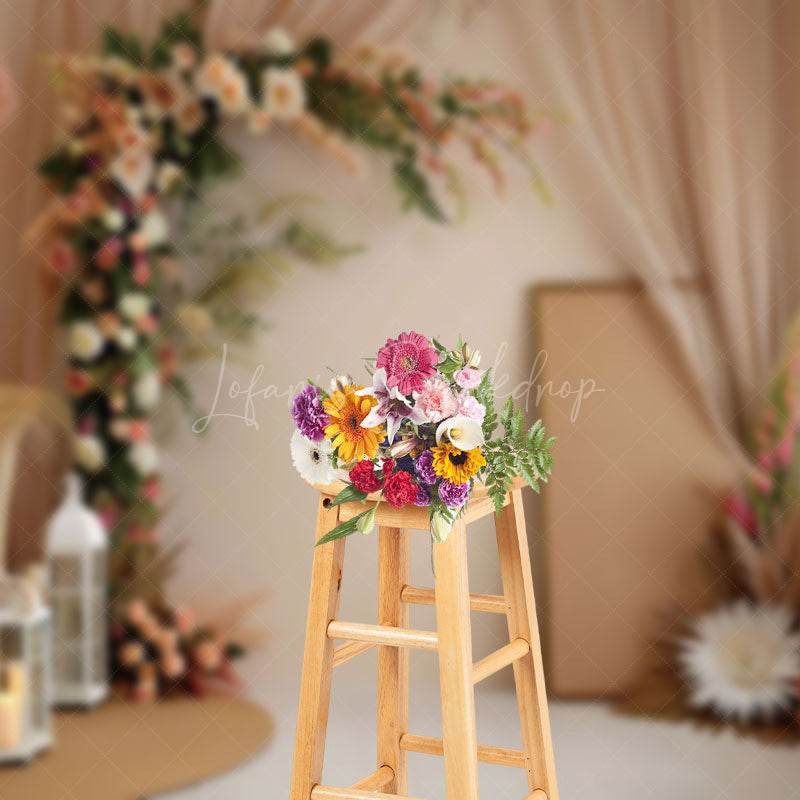 Lofaris Modern Boho Floral Leaf Wedding Photography Backdrop