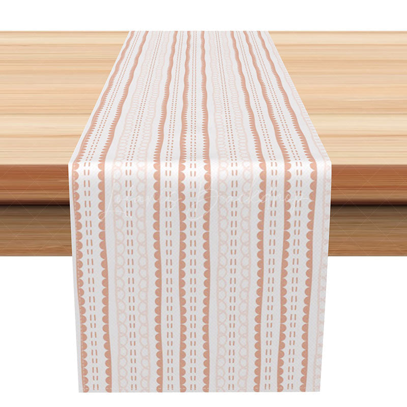 Lofaris Modern Boho Stripe Table Runner in White and Pink Chic Farmhouse Kitchen Decor for Everyday Setting