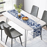 Lofaris Modern Botanical Table Runner with Navy Blue Leaves Elegant Decor for Everyday Kitchen and Dining