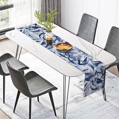 Lofaris Modern Botanical Table Runner with Navy Blue Leaves Elegant Decor for Everyday Kitchen and Dining
