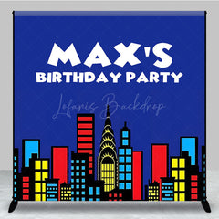 Lofaris Modern Building Cartoon Custom Birthday Backdrop
