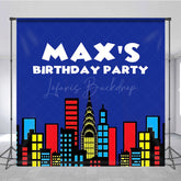 Lofaris Modern Building Cartoon Custom Birthday Backdrop
