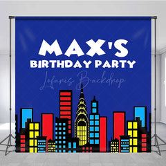Lofaris Modern Building Cartoon Custom Birthday Backdrop