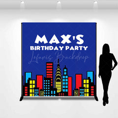 Lofaris Modern Building Cartoon Custom Birthday Backdrop