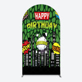 Lofaris Modern Buildings Cartoon Birthday Arch Backdrop